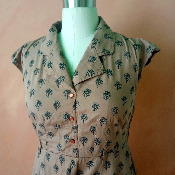 Modcloth Circus Clothing Charlotte Dress Cotton UK 14 / US 12 Vintage Retro VLV - Picture 2 of 5